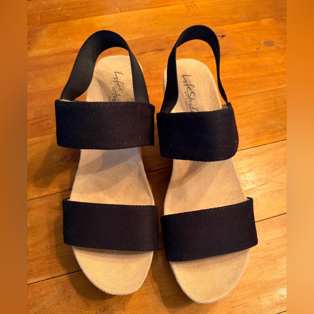 Life Stride Delta Ankle Strap Wedge